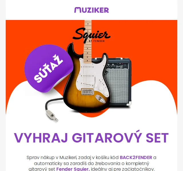 Muziker: Vyhraj set Fender Squier + sleva – červenec 2026 | Nuslet.cz