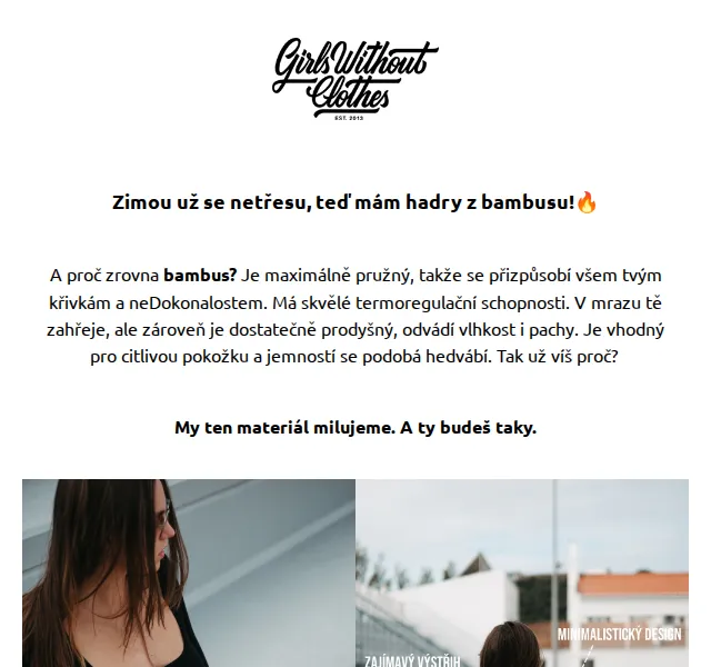Girls Without Clothes: nová bambusová kolekce – červenec 2026 | Nuslet.cz