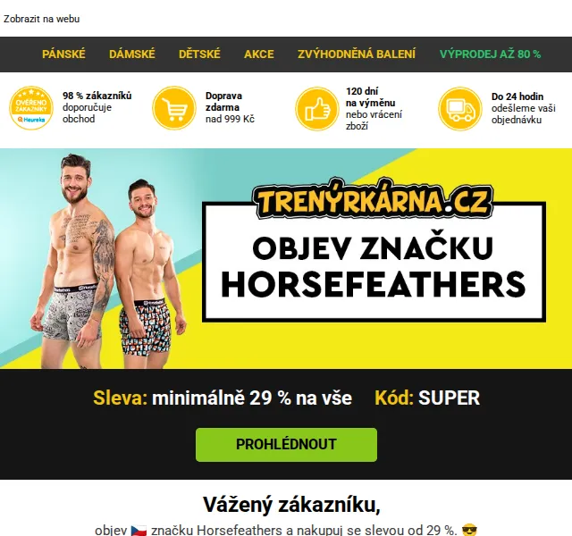 Lukáš z Trenýrkárna.cz: Sleva 29 % na Horsefeathers – červenec 2026 | Nuslet.cz