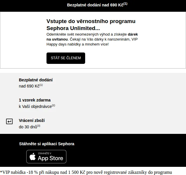 Sephora: VIP sleva 18 % pro členy UNLIMITED – září 2026 | Nuslet.cz
