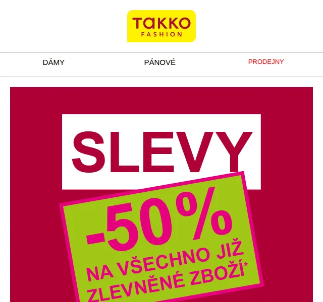 Takko Fashion: až –50 % na výprodej – červen 2026 | Nuslet.cz
