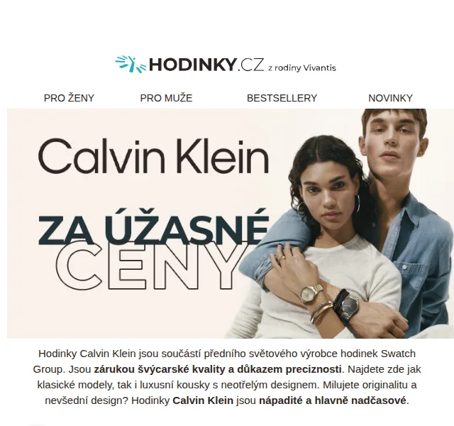 Hodinky.cz: Calvin Klein a CASIO se slevou – červenec 2026 | Nuslet.cz