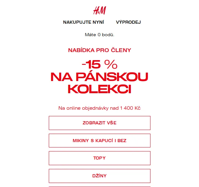 H&M Fashion: -15 % na pánskou kolekci – duben 2026