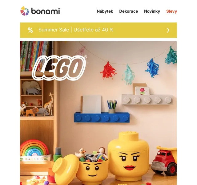 Bonami.cz: LEGO, deskovky, Montessori – sleva až 40 % – červen 2026