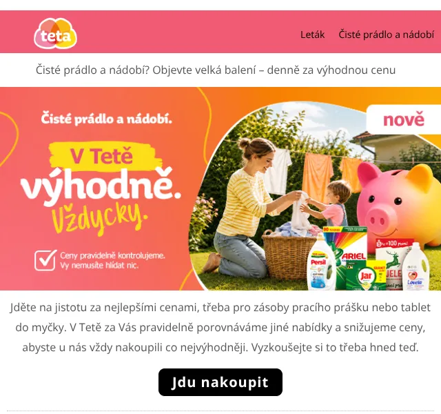 Teta drogerie: Praní a mytí nádobí – srpen 2026 | Nuslet.cz