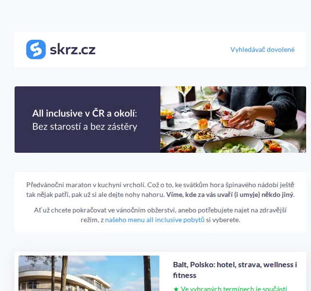 Vánoce na Skrz: all inclusive pobyty od 2 256 Kč – červenec 2026 | Nuslet.cz