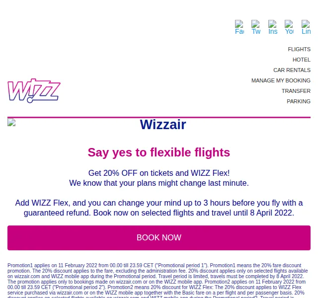 Wizz Air: 20% sleva na letenky a WIZZ Flex – červen 2026 | Nuslet.cz