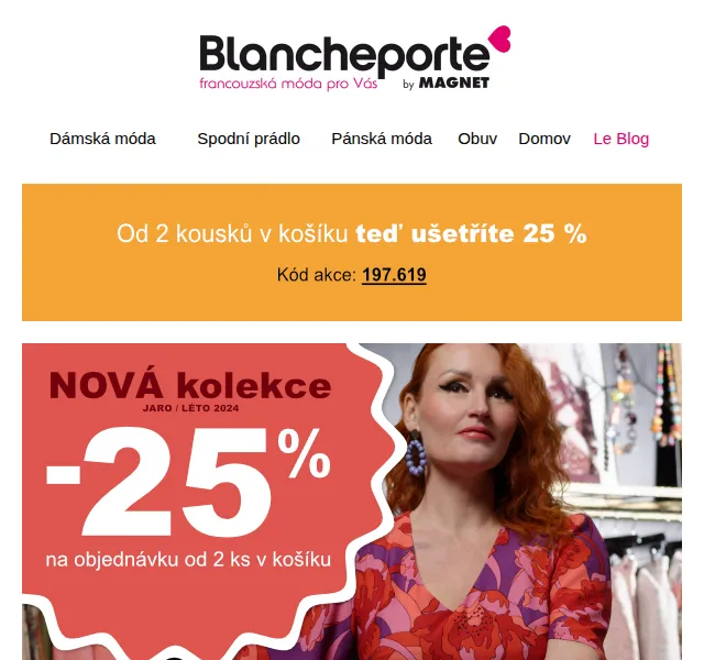 Blancheporte: Sleva 25 % na kolekci Marilyn Feltz – červenec 2026 | Nuslet.cz