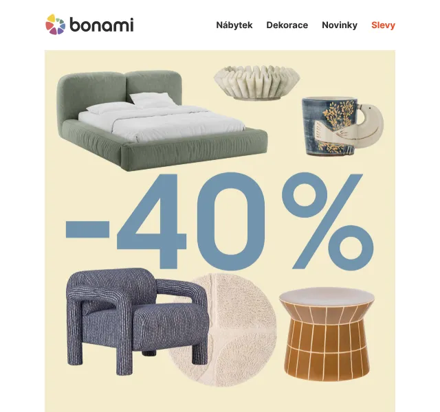 Bonami.cz: Nábytek a dekorace až -40 % – květen 2026