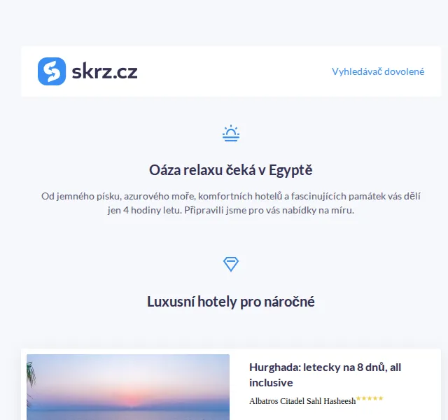 Skrz: Dovolená v Egyptě all inclusive od 11 190 Kč – červenec 2026 | Nuslet.cz