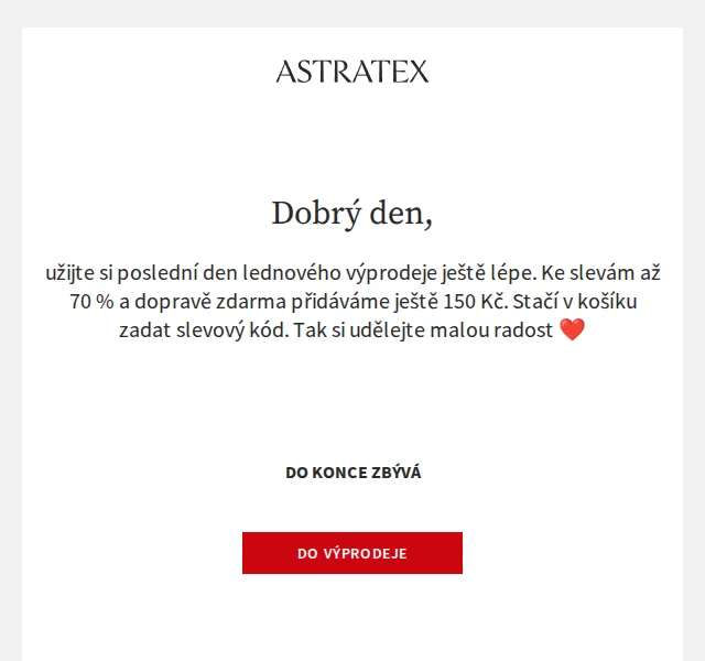 Astratex: 150 Kč na poslední den výprodeje – červenec 2026 | Nuslet.cz