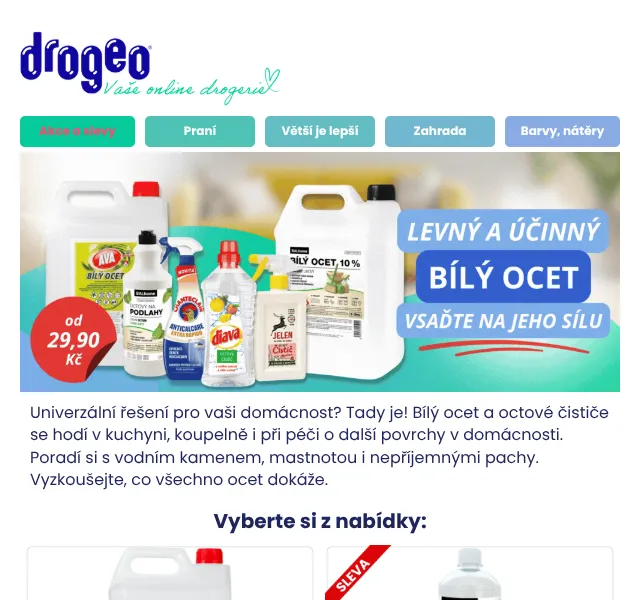 Drogeo: Bílý ocet na úklid – srpen 2026 | Nuslet.cz