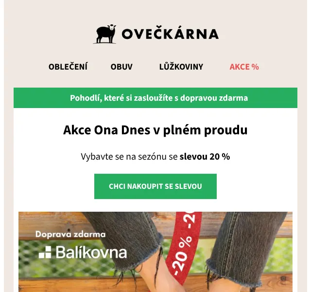 Ovečkárna: Sleva 20 % na módní kousky – květen 2026