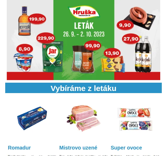 Váš HRUŠKA tým: leták Romadur – červenec 2026 | Nuslet.cz