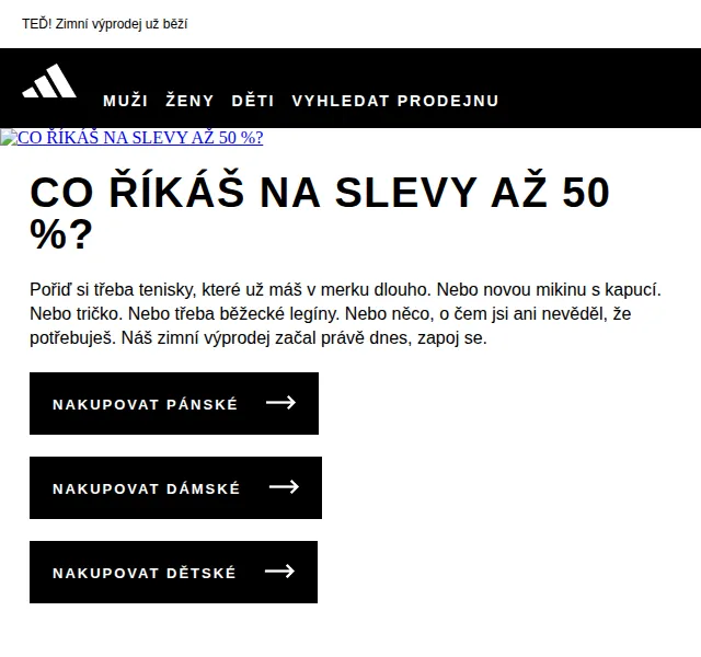 Adidas: Zimní výprodej až 50 % – červenec 2026 | Nuslet.cz