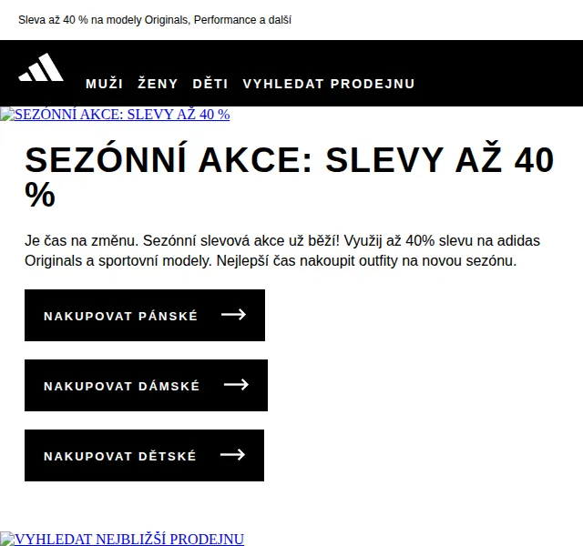 Adidas: Sleva až 40 % na Originals a Performance – červenec 2026 | Nuslet.cz