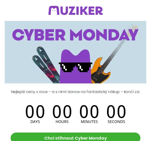 Muziker: Cyber Monday – sleva na vše + extra kód – červenec 2026 | Nuslet.cz