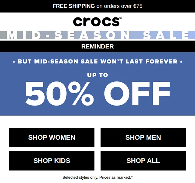 Crocs: Mid-Season Sale slevy až 60 % – červen 2026 | Nuslet.cz