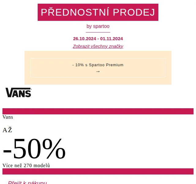 Spartoo: Sleva až -50 % na Vans, Emporio Armani – červenec 2026 | Nuslet.cz