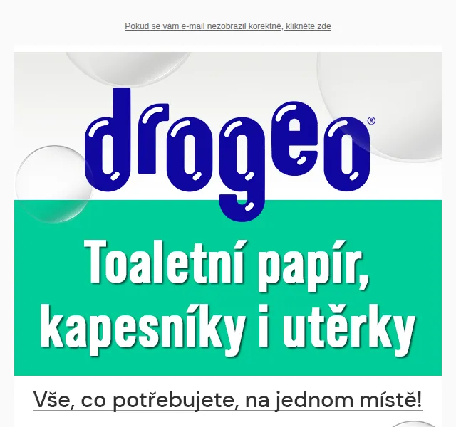 Drogeo: Toaletní papír, kapesníky a utěrky od 18 Kč – červen 2026 | Nuslet.cz