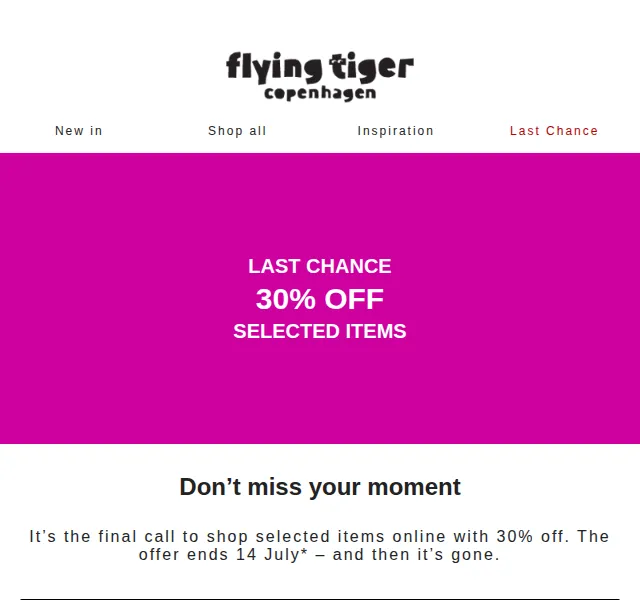 Flying Tiger Copenhagen: 30% sleva na vybrané zboží – červenec 2025 | Nuslet.cz