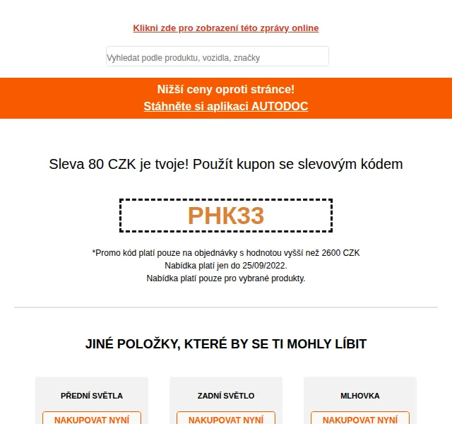 Autodoc.cz: Sleva 80 Kč na autosvětla – červen 2026 | Nuslet.cz