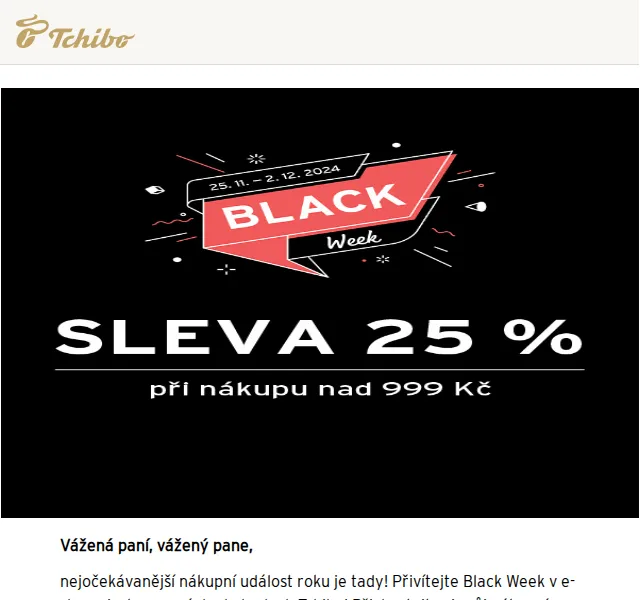 Tchibo: Black Week sleva 25 % – duben 2026 | Nuslet.cz