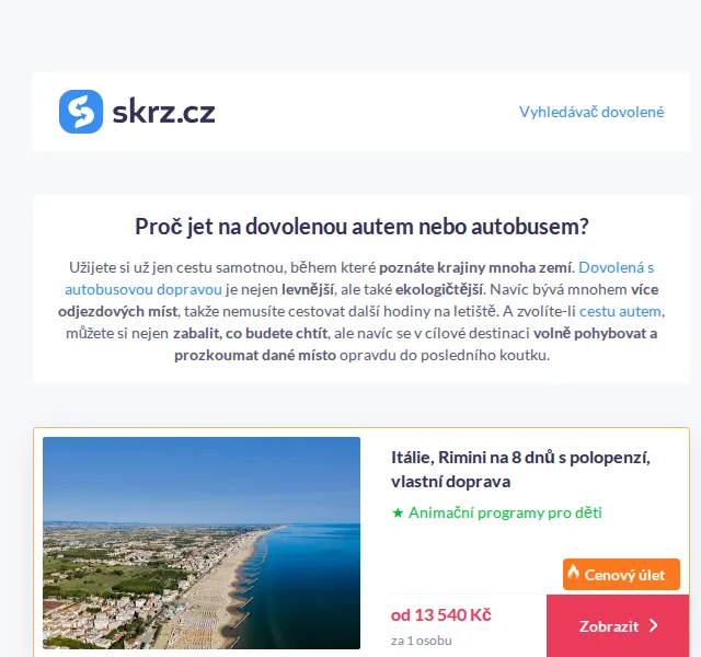 Vánoce na Skrz: Dovolená u moře autem či autobusem – červenec 2026 | Nuslet.cz