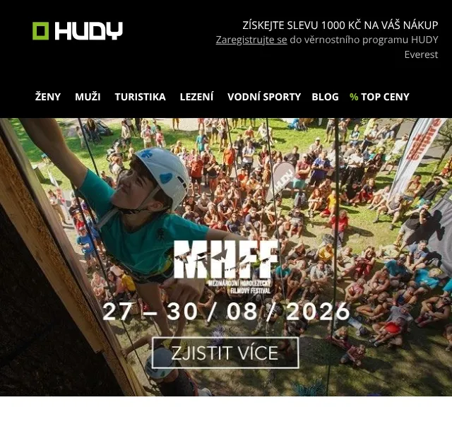 Hudy: slevy do 1000 Kč + Outlet festival – srpen 2026