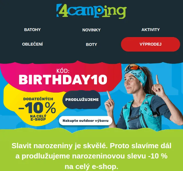 4camping: narozeninová sleva 10 % – červenec 2026 | Nuslet.cz