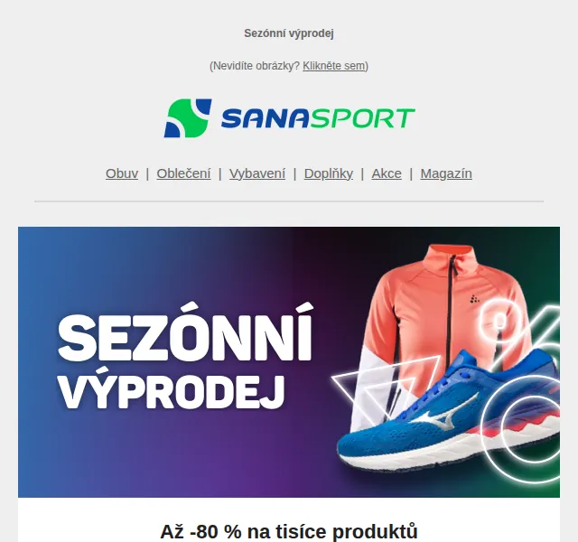 Sanasport: Slevy až 80 % na sportovní vybavení – červen 2026 | Nuslet.cz