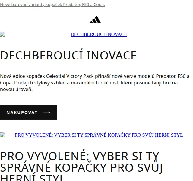 adidas: Celestial Victory Pack kopaček – červenec 2026 | Nuslet.cz