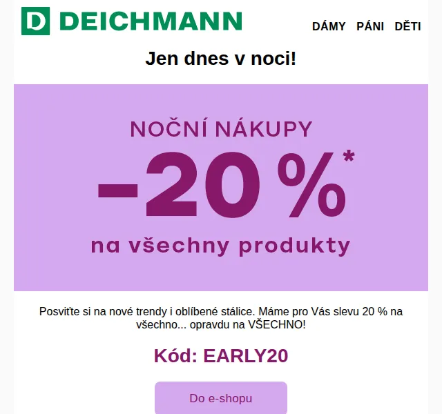 DEICHMANN: Sleva 20 % na všechno – červenec 2026 | Nuslet.cz