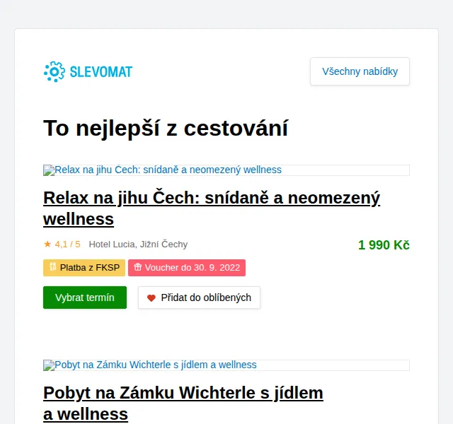Slevomat: Wellness pobyty – červen 2026 | Nuslet.cz