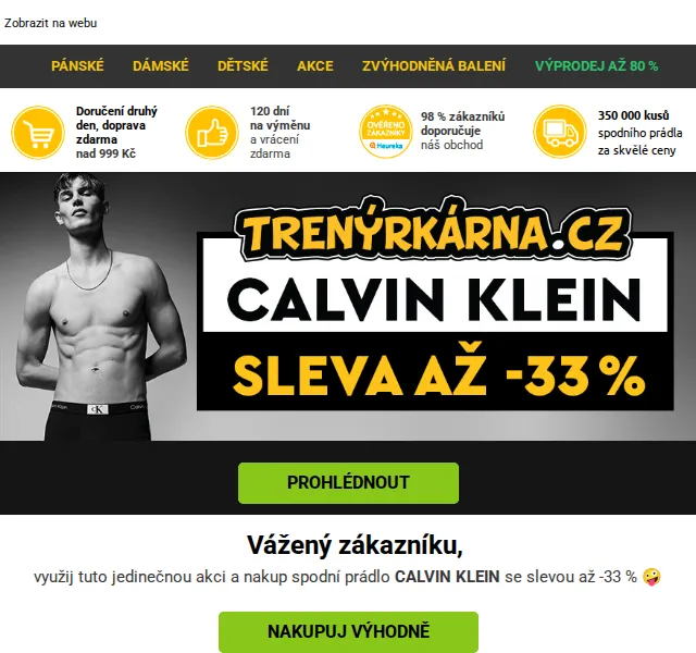 Lukáš z Trenýrkárna.cz: Calvin Klein boxerky až -33 % – červenec 2026 | Nuslet.cz