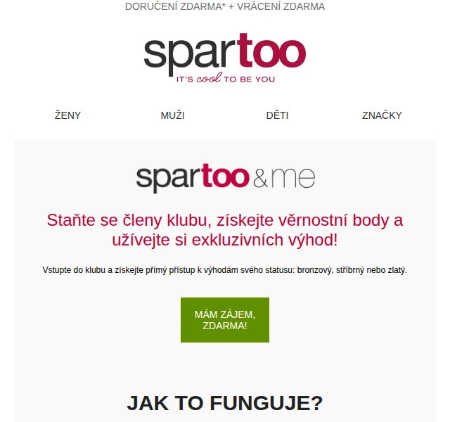 Spartoo.cz: Klub Spartoo&me&me – věrnostní body a doprava zdarma – červenec 2026 | Nuslet.cz