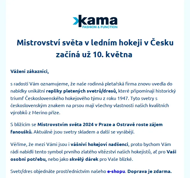 KAMA: Retro dres ČSR 1947 – červenec 2026 | Nuslet.cz