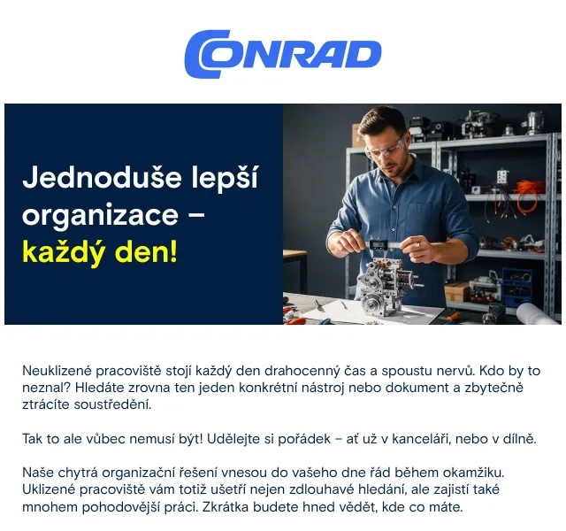 Conrad Electronic: Organizace kanceláře a dílny – červen 2026