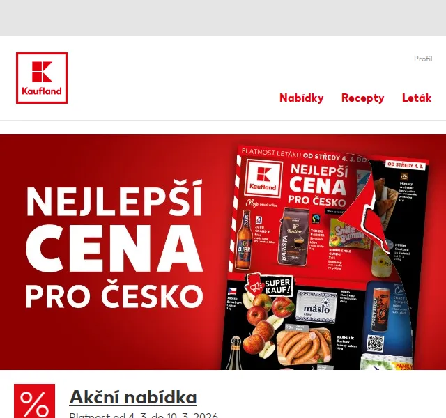 Kaufland: Sleva až 48 % – potraviny, nápoje – duben 2026
