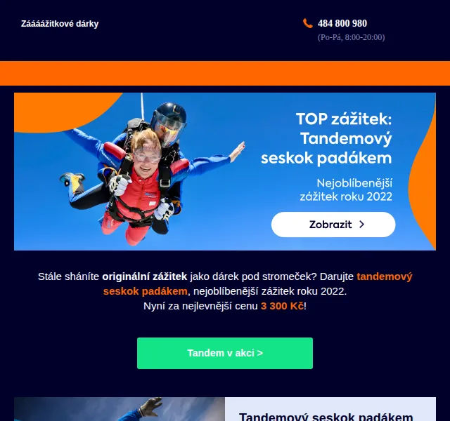 Adrop: Tandemový seskok padákem od 3 300 Kč – červen 2026 | Nuslet.cz