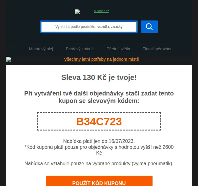 Autodoc.cz: Sleva 130 Kč na autodíly – červenec 2026 | Nuslet.cz
