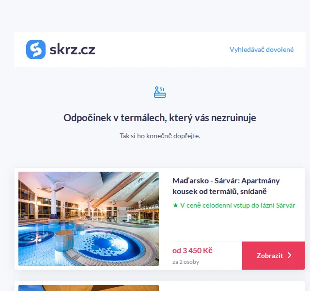 Vánoce na Skrz: Pobyty v termálních lázních od 3 131 Kč – červenec 2026 | Nuslet.cz
