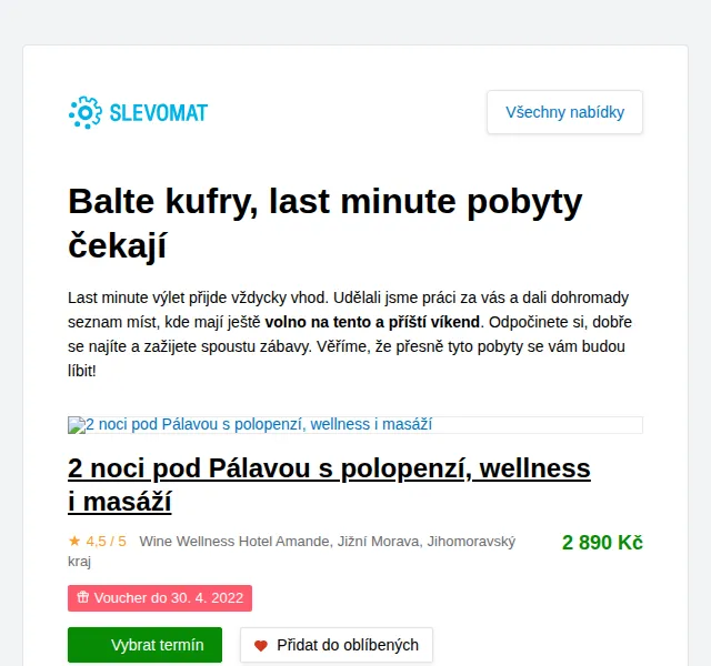 Slevomat: Pobyty na víkend s wellness – červenec 2026 | Nuslet.cz