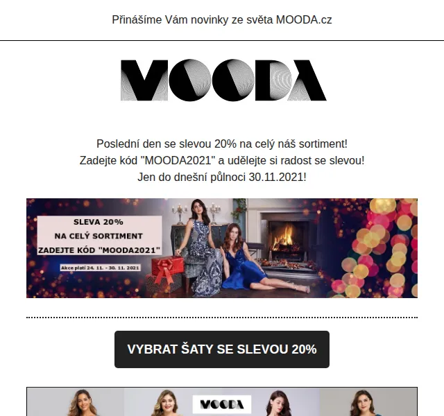 MOODA.cz: sleva 20 % na vše – prosinec 2021 | Nuslet.cz