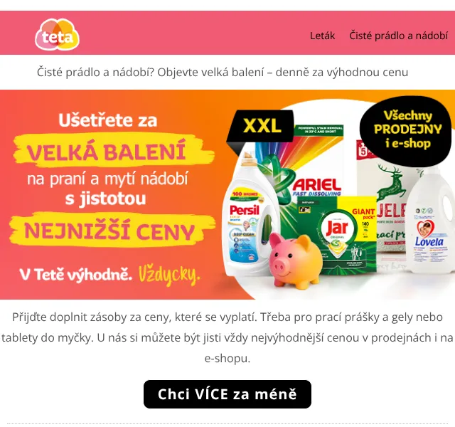 Teta drogerie: Velká balení pracích prostředků – srpen
