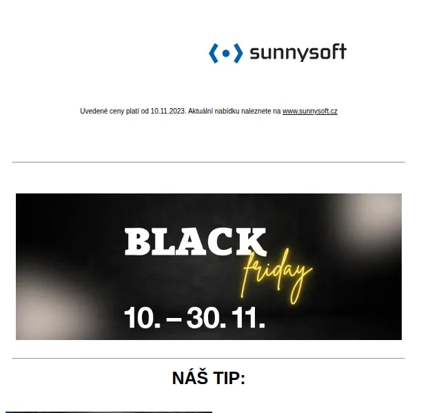 Sunnysoft: Black Friday 2023 – slevy až 33 % | listopad 2023 | Nuslet.cz