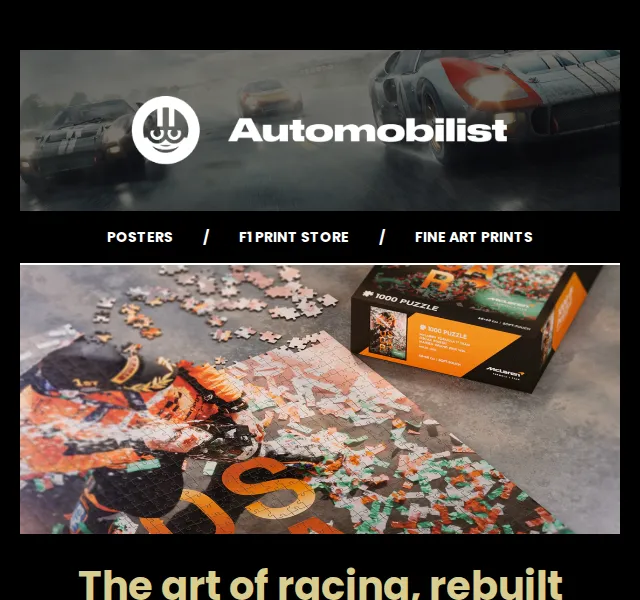 Automobilist: První puzzle z F1 umění – 19,99 € – červenec 2026 | Nuslet.cz