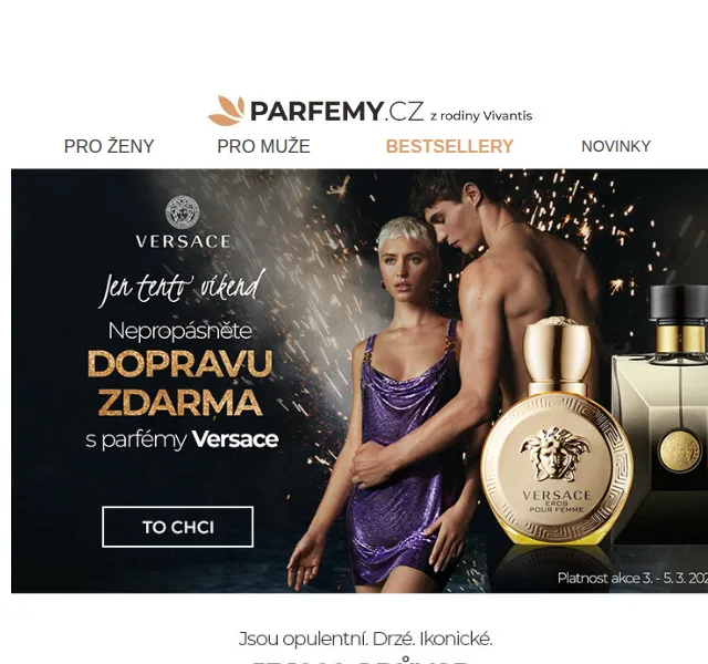 Parfemy.cz: Doprava zdarma + 20% sleva na Versace – červen 2026 | Nuslet.cz