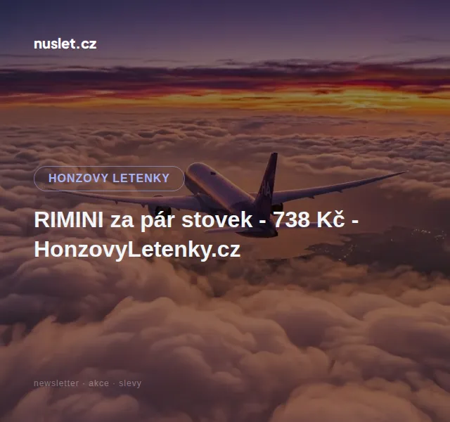 Honzovy letenky: Rimini za 738 Kč – květen 2026 | Nuslet.cz