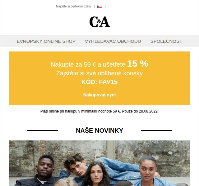 C&A: Sleva 15 % na džíny – červen 2026 | Nuslet.cz